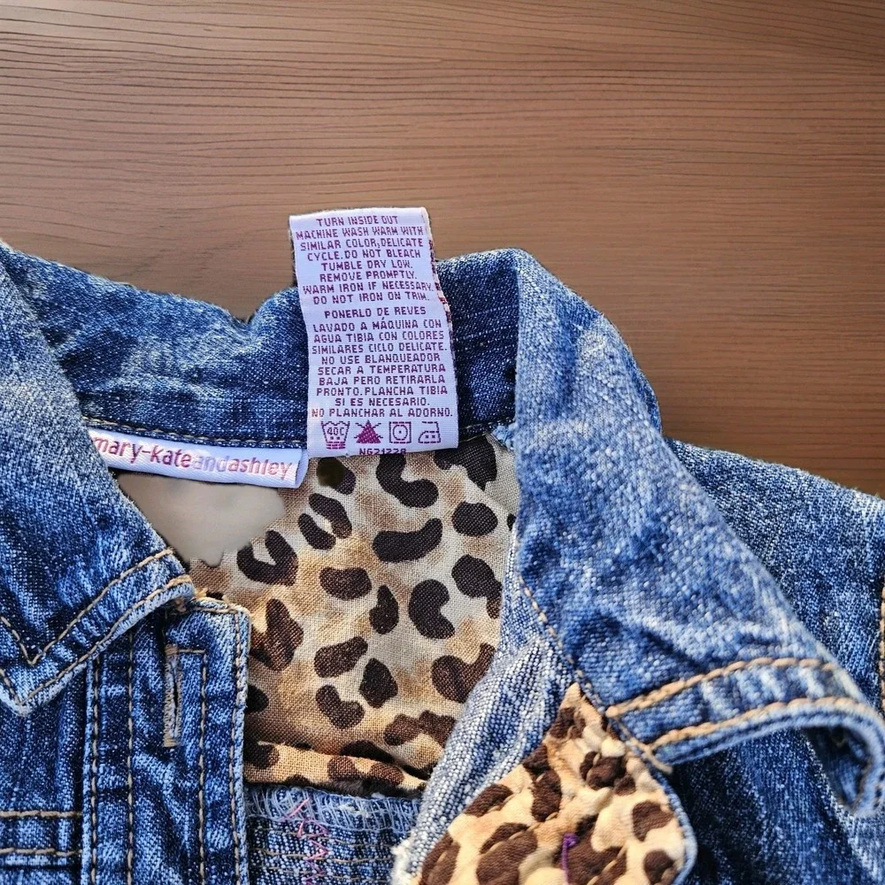 Vintage Y2K Mary‎ Kate Ashley Denim Patchwork Embroidered Girls Jacket Velvet 4t